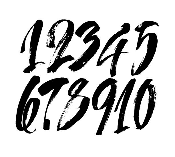 istock set of calligraphic acrylic or ink numbers. ABC for your design, brush lettering on a white background 1184786984