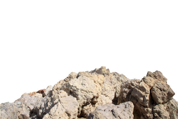 istock Rock mountain slope or top foreground close-up isolated on white background. Element for matte painting, copy space. 1184790914