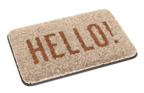istock Brown welcome coir doormat isolated on white 1184792099