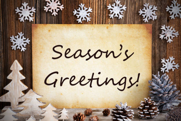 istock Old Paper With Christmas Decoration, Text Seasons Greetings 1184793254