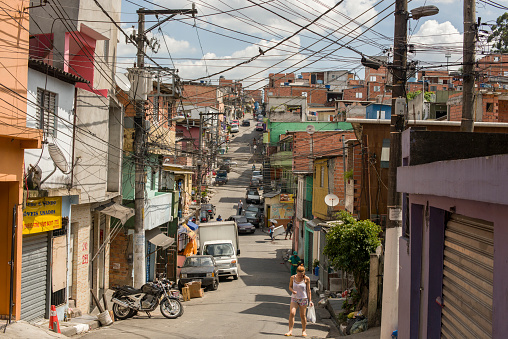 São Paulo, Brazil - December 14, 2015: Streets of Paraisópolis, the biggest slum of São Paulo