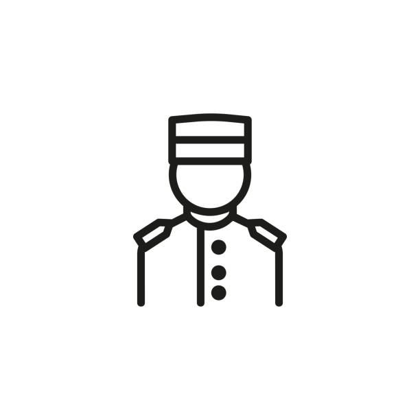 Concierge line icon Concierge line icon. Guest relation manager, service, staff. Hotel concept. Vector illustration can be used for topics like hotel business, tourism, service industry butler stock illustrations