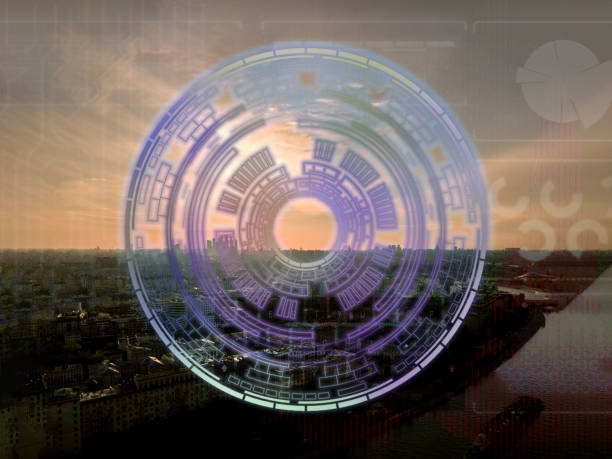 istock a modern technology concept over the city, urban data information 1184804623