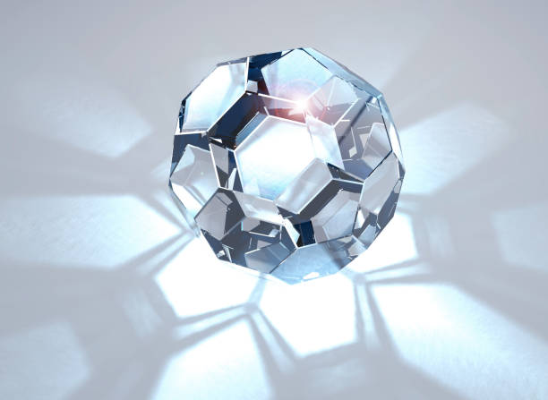 XXLarge, Clear, Shiny Diamond Platonic shaped, brilliant cut diamond with caustics rays on white background. Similar images from the series: polyhedron stock pictures, royalty-free photos & images