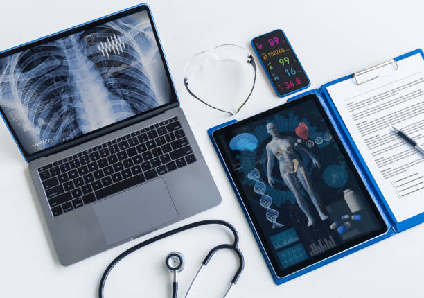 концепция медицинских технологий. электронная медицинская запись. экспертизы. исследования. - human lung audio стоковые фото и изображения