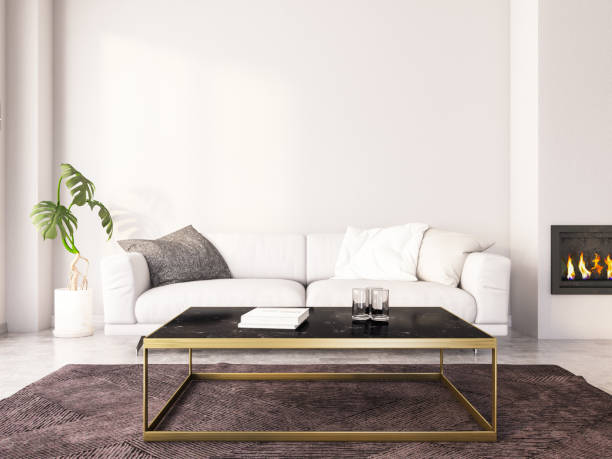 istock Modern Living Room with Fireplace 1184812768