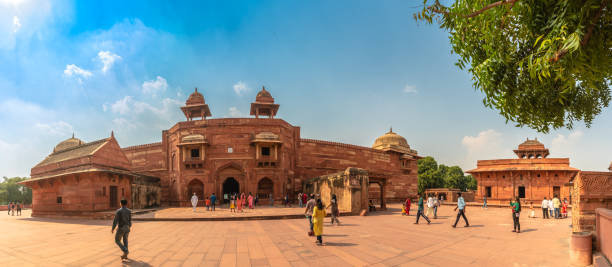 Jodha bai's palace Agra,Utter Pradesh / India - October 13,2019. Panoramic view of Historic red sandstone palace built by Mughal emperor Akbar for Jodha bai also known as the Jodha bai's palace in Fatehpur Sikri . jodha bai's palace stock pictures, royalty-free photos & images