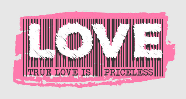 ilustrações de stock, clip art, desenhos animados e ícones de true love is priceless - slogan barcode. vector. - afford