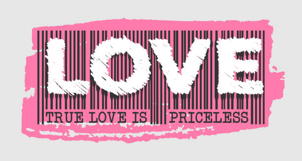 истинная любовь бесценна - слоган штрих-код. вектор. - afford stock illustrations