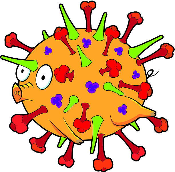h1n1 독감 바이러스 - flu virus russian influenza swine flu virus stock illustrations