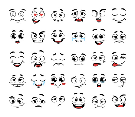 Set Of Funny Cartoon Faces Stock Illustration - Download Image Now ...