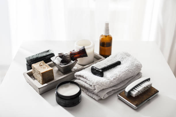 istock Shaving accessories for men face care 1184820833