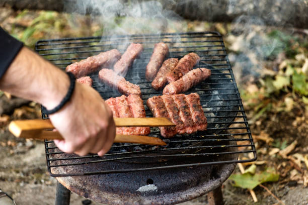 istock Balkan cuisine Pork Cevapi on the grill 1184822121