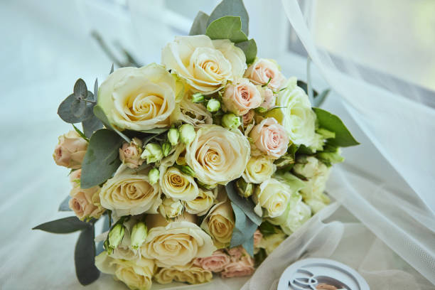 istock wedding bouquet lie on the table 1184822310