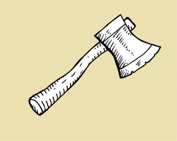 Vector illustration of wooden axe hand drawn illustration