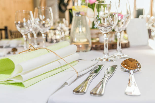 istock Beautiful table set for some festive event, party or wedding reception 1184824768