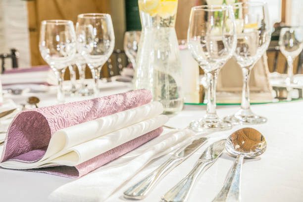 istock Beautiful table set for some festive event, party or wedding reception 1184824798