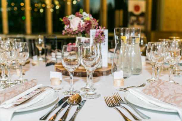 istock Beautiful table set for some festive event, party or wedding reception 1184824822