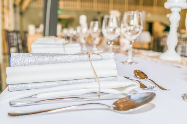 istock Beautiful table set for some festive event, party or wedding reception 1184824843