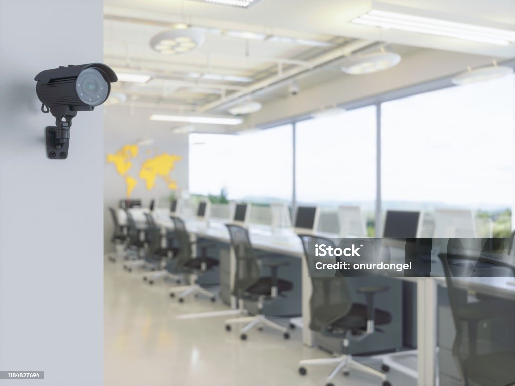 Surveillance in the Office Security Camera Stock Photo