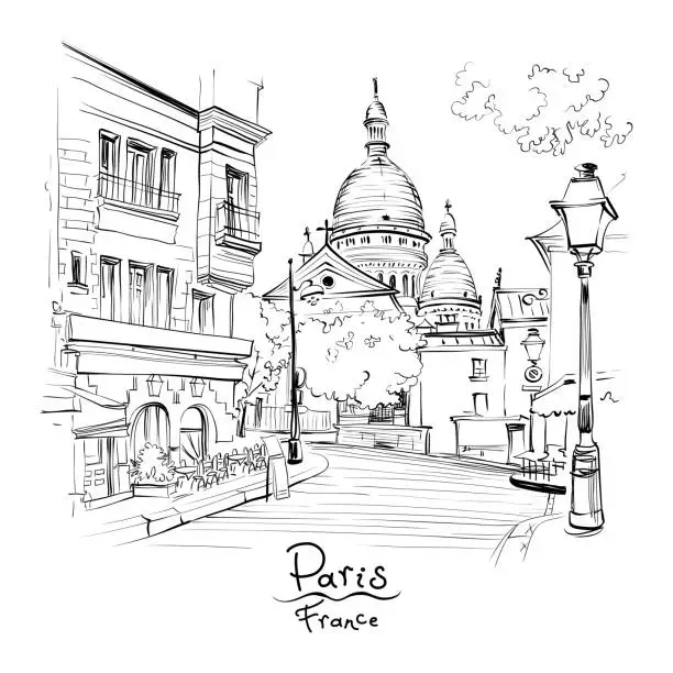Vector illustration of Montmartre in Paris, France