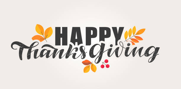 happy thanksgiving day - dziękuj - ładny ręcznie rysowane napisy pocztówka szablon banner - thanksgiving stock illustrations