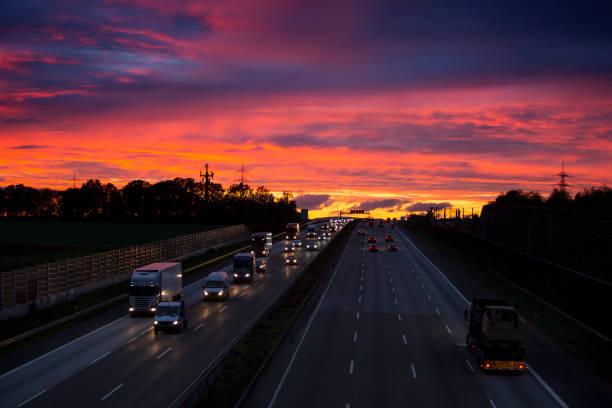 istock Traffic on German highway A3 at dusk 1184832043