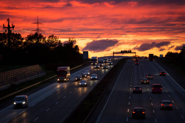 istock Traffic on German highway A3 at dusk 1184832052