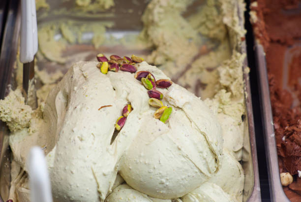 Close up of declicious pistachio icecream