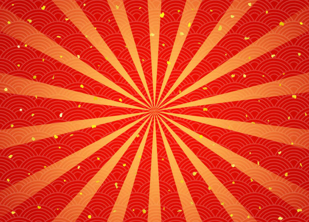 illustrations, cliparts, dessins animés et icônes de contexte radial motif traditionnel (texture de papier japonaise) - hatsumode