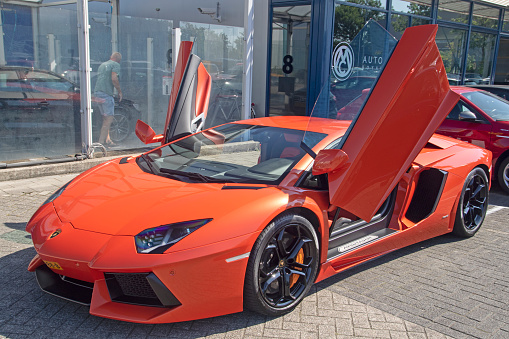 GROOTEBROEK, HOLLAND - AUGUSTUS 24  2019: the lamboghini aventador lp 700-4 was introduced in 2011 and replaced the murciélago, which has been in production for 10 years
