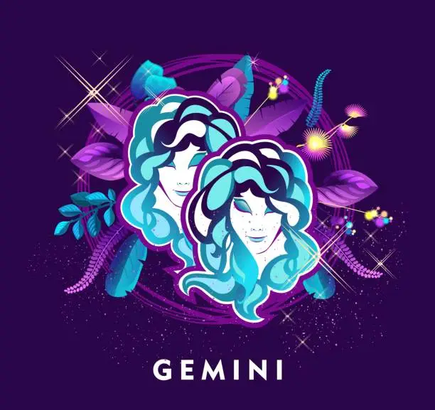 Vector illustration of Gemini zodiac sign