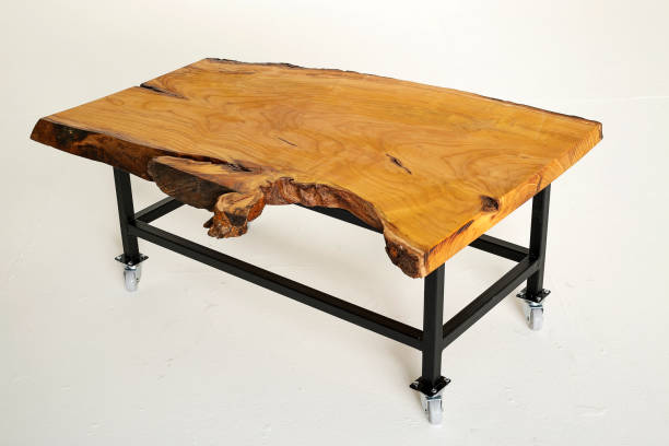 istock Hand Made Wooden Coffee Table on White Background 1184836605