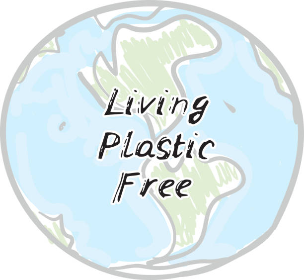 istock Living plastic free. Earth Black text, calligraphy, lettering, doodle by hand isolated on white background. Pollution problem concept Eco, ecology banner poster. Vector 1184838381