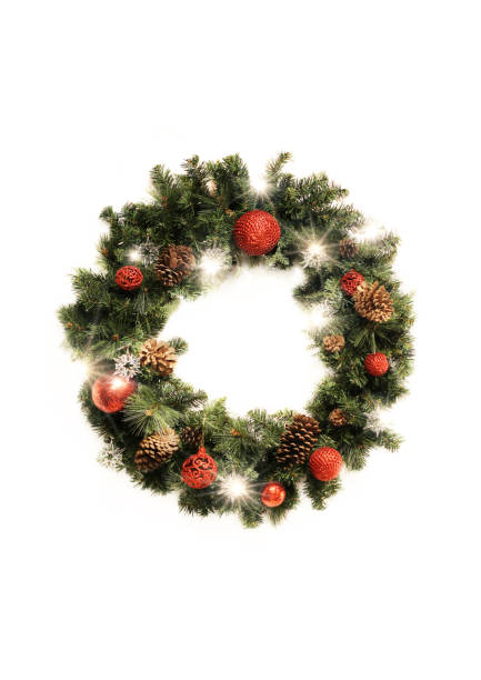 istock Christmas composition. Christmas wreath on white background. Flat lay, top view, copy space 1184839383