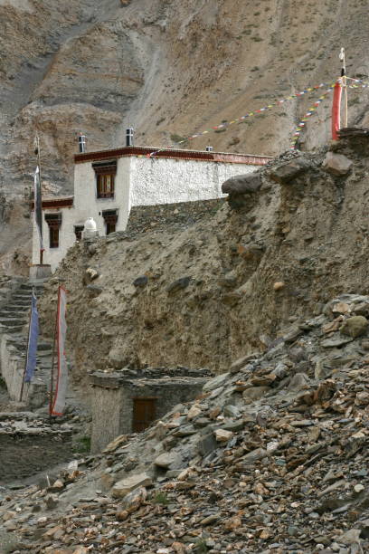 istock Gompa (tibetan monastery) and prayer flags in Ladakh 1184840918