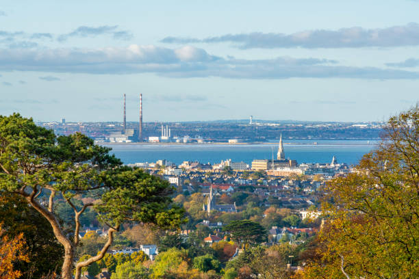 View of Dublin Bay and The Poolbeg Generating Station can be seen in the distance View of Dublin Bay dublin republic of ireland stock pictures, royalty-free photos & images