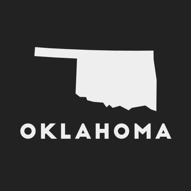 Oklahoma icon. Oklahoma icon. Us state map on dark background. Stylish Oklahoma map with us state name. Vector illustration. oklahoma stock illustrations