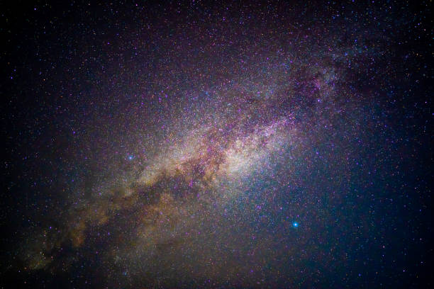 istock Beautiful milky way galaxy on dark night sky background 1184847033