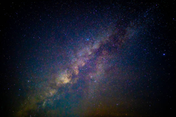 istock Beautiful milky way galaxy on dark night sky background 1184847037