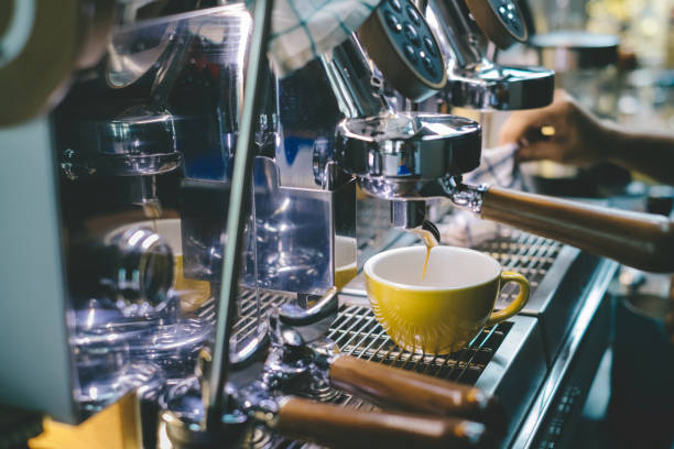 istock coffee machine making a cup of coffee. 1184847154