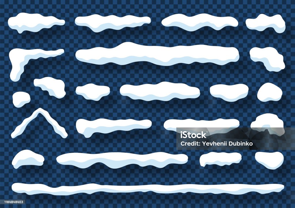 Calotele de zăpadă și deszăpezirile izolate pe fond transparent. Set de capace de zăpadă albă și grămezi cu textură înghețată - vector de stoc Zăpadă fără redevențe Calotele de zăpadă și deszăpezirile izolate pe fond transparent. Set de capace de zăpadă albă și grămezi cu textură înghețată - vector de stoc Zăpadă fără redevențe