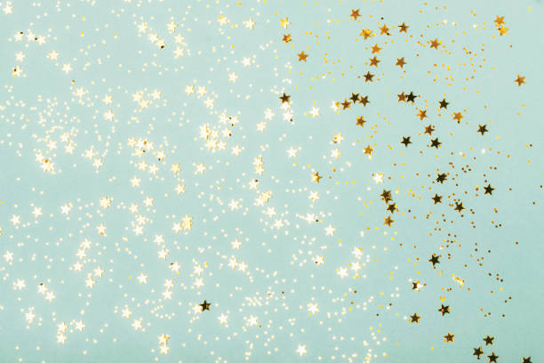 istock Trendy mint background with gold stars 1184849891