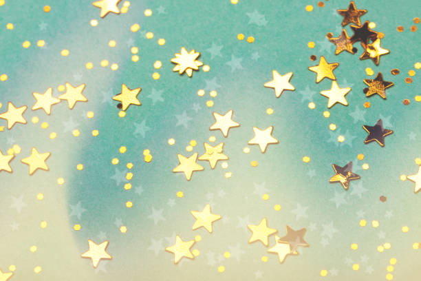 istock Trendy mint background with golden stars 1184849911