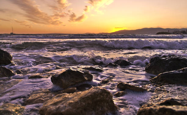Autumn's sunset over the Mediterranean sea