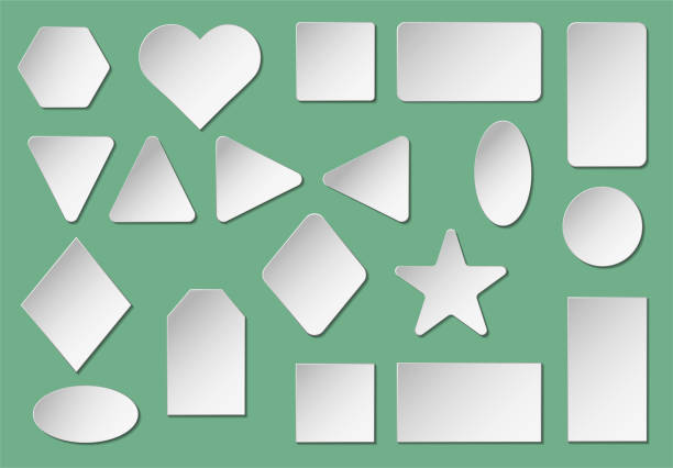 istock Set of vector blank white paper labels, stickers, paper tags, sign shapes and shields 1184852905