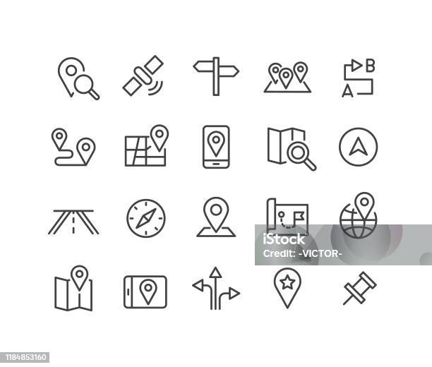 Navigation Icons Classic Line Series Stock Illustration - Download Image Now - Icon, Map, Direction