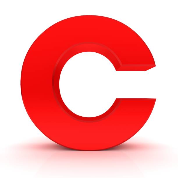 letter C red 3d render alphabet capital text font sign on white background