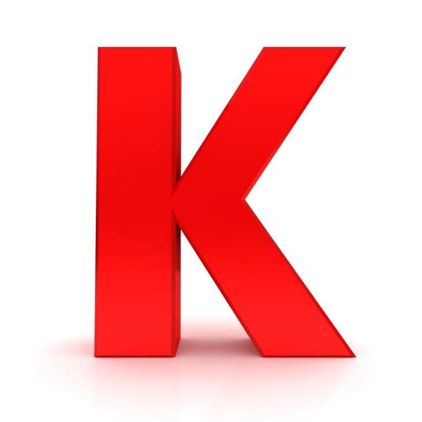 letter K red 3d render alphabet capital text font sign on white background