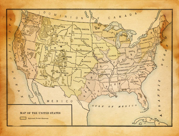 ilustrações de stock, clip art, desenhos animados e ícones de usa map 1898 - montana map old cartography